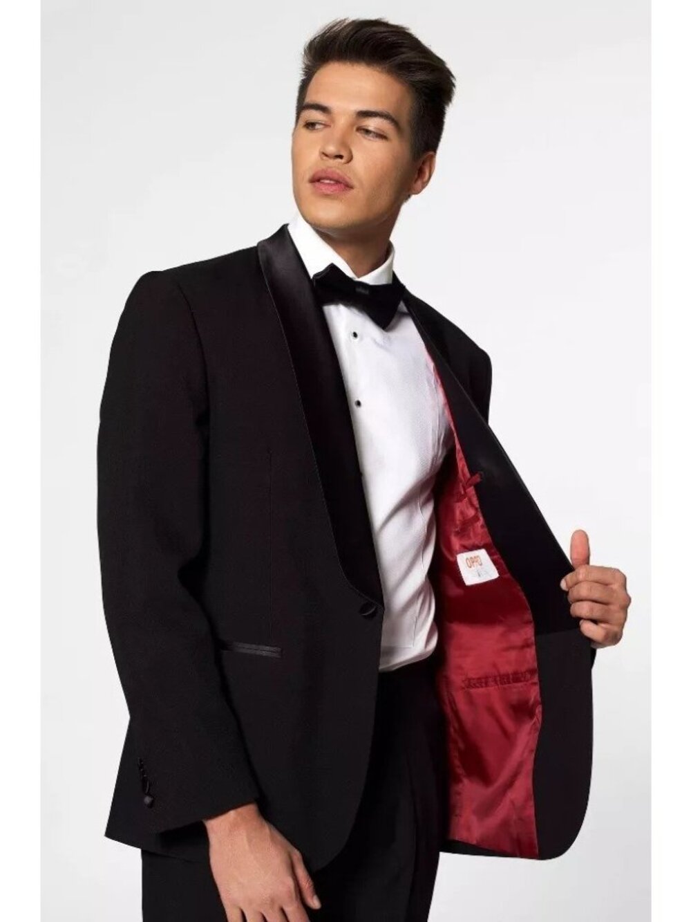 OppoSuits Men's Premium Slim Fit Jet Black Tuxedo Suit -- Size 50 4XL OPEN BOX - Picture 4 of 10
